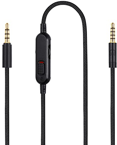 Cable G Pro X, cable desmontable de repuesto para auriculares Logitech G Pro / G433 / G233, cable trenzado de nailon de 3,5 mm con interruptor de silencio en línea y controlador de volumen, 6 pies de