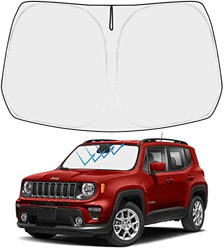 TDHLW Faltbarer Windschutzscheiben-Sonnenschutz Front-Sonnenschutz Hitzeschild Passgenauer Schutz Sonnenblende für Jeep Renegade 2015-2021 SUV