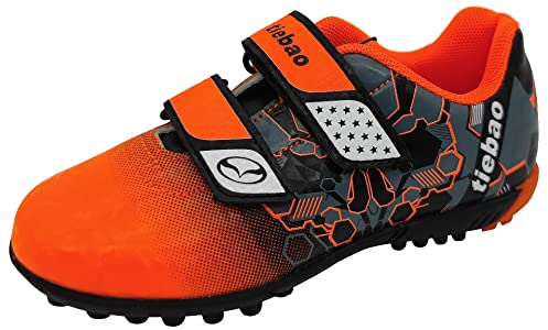 tiebaoGanar Kinder Fußballschuhe Leicht Running Fußball Cleatschuhe Klettverschluss Outdoor/Indoor TBG-S76660/Orange-28
