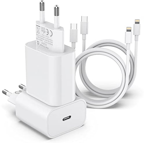 Apple MFi Certified 4er-Pack 25W Schnellladegerät, USB C Ladegerät mit iPhone 14 Ladekabel 2M,iPhone Netzteil,Netzstecker,schnellladekabel,Lightning Kabel für iPhone 14/13/12/11/XS Max/X/8P/iPad-Weiß