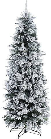 Magie di Natale Albero di natale innevato Dresda Slim in PE Real touch + PP Effetto Aghi di PIno PVC + Flock (210 cm)