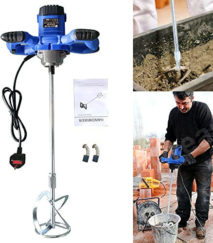 Cement Mixer, 2600W Electric Paddle Mixer Mortar Paint Stirrer Whisk, 6 Variable Speeds, Portable Mixing Machine for Mixing Feed, Plaster, Mortar, Concrete, Grout, Resin, Adhesive