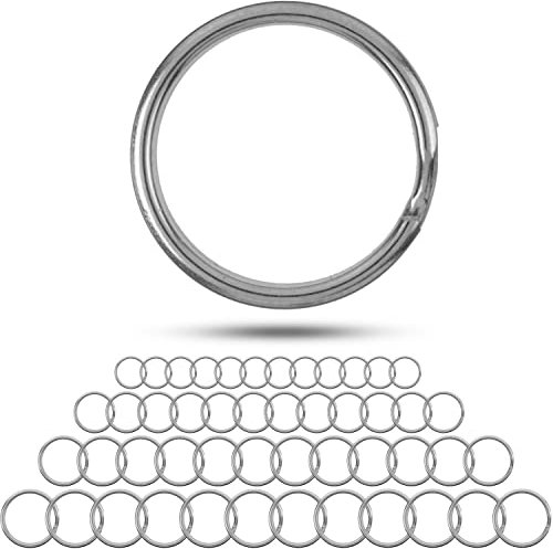 Schlüsselringe Set mit verschiedenen Größen, 48 Stück, aus gehärtetem Metall, Silber, Ø 15 mm, 20 mm, 25 mm, 30 mm Schlüssel Ringe Schlüsselanhänger, Schlüsselbund Organisation, Spaltringe Metall Ring
