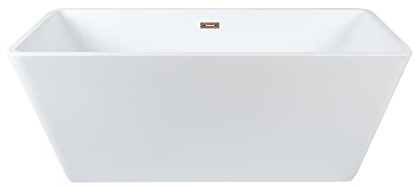 MILANO 1615 x 720mm Double Ended Freestanding Square Bath Copper Overflow