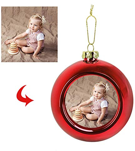 Weihnachtskugel mit Foto Personalisierte Weihnachten Anhänger Kunststoff Transparent Dekorative Ornament Anhänger Weihnachtskugeln selbst gestalten für Weihnachten Foto Geschenk Deko