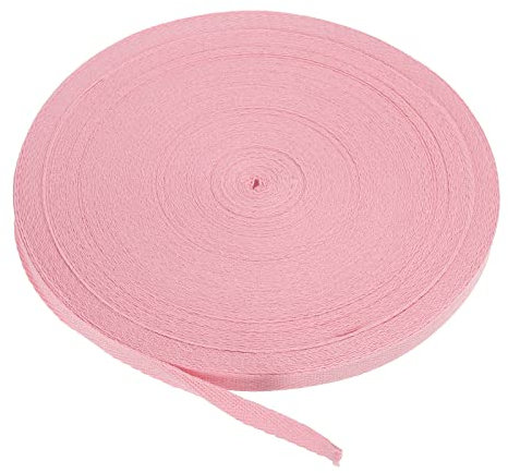 PATIKIL Baumwollband Baumwolle Gurtband 10mm x 45m, Schrägband Baumwoll Nahtband Köperband Saumband Einfassband Stoffband Webband zum Nähen für DIY Basteln Stricken Verpackungen, Rosa