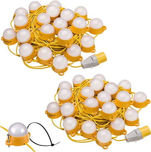 Red Arrow 110V Interconnectable LED Site Lighting Festoon Kits IP44 IK07 6000K 35,000 Hours Life Expectancy Internal and External Lights: Interconnect up to 200m (2X 50m)