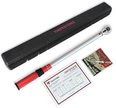 Thorstone Drehmomentschlüssel 1/2-Zoll-Antrieb, 25-250 FT-LB/33,9 ~ 338,9 Nm Klick-Drehmomentschlüssel, ± 2 % im Uhrzeigersinn, hohe Genauigkeit einstellbar, Dual-Direction- und Dual-Range-Skala