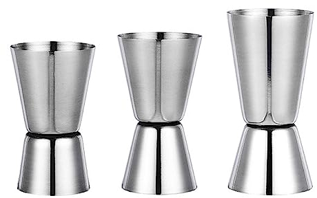 Bafnsiji Set di 3 Cocktail Jigger in Acciaio Inox, Dual Spirit Misura Cup, Double Cocktail Jigger, Bere Misure, 15/30ml & 20/40ml & 25/50ml Professionale Bartender Beverage Tazza di misurazione
