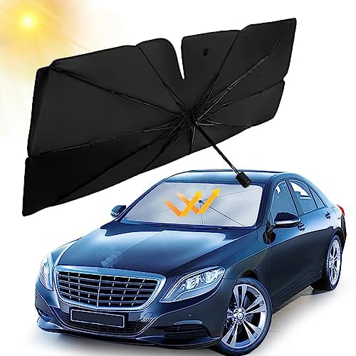 Parasol Coche Delantero, Parasol para Parabrisas Delantero de Coche Parasol Plegable Coche con Anti UV Rayos Aislante del Calor, para Mayoría de Coches, SUV, Camiones 145 x 80 cm