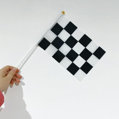 Flagge 10Pcs Handflagge Schwarz Und Weiß Rennsport Flagge Dekoration Hängende Flagge Im Freien Dekoration Urlaub Dekoration Requisiten Geschenk