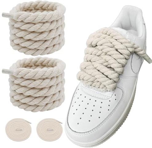 LUHOHI Lacci per scarpe in corda spessa, neri, per scarpe da ginnastica Air Force 1 AF1, grandi e grossi