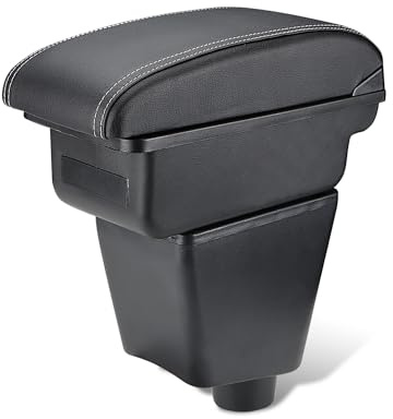 MARCHFA Bracciolo per console centrale per Clio 4 2014 2015 2016 2017 2018 Captur Portaoggetti in ecopelle senza porta USB (bianco)