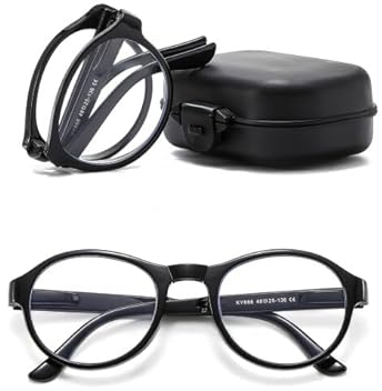 Suertree Faltbare Lesebrille Blaulichtfilter Brille Augenoptik Tragbar Anti-Blau Sehhilfe für Damen Herren Lesehilfe mit Etui Schwarz +2.5X