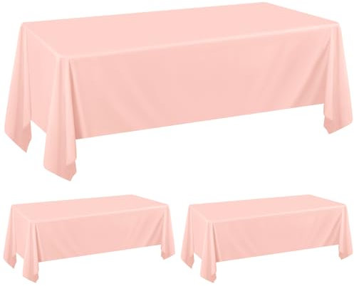 Pesonlook 2er-Pack rosa Tischdecken für 1,8 m große rechteckige Tische, 153 x 260 cm, rechteckige Tischdecke aus Polyestergewebe, waschbare Tischdecke für Hochzeit, Empfang, Bankett, Party, Restaurant