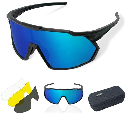 TWO-X Speed Sportbrille unisex Fahrrad-Brille Spiegel Rad-Sonnenbrille Full schwarz blau