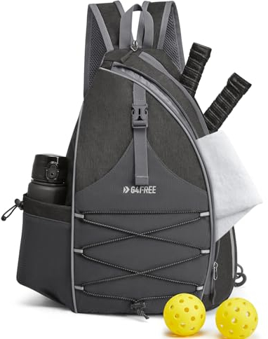 G4Free Pickleball Backpack Tennis Bag for Women & Men, Adjustable Sling Bag with Waterproof Pocket/Fence Hook