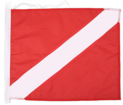 HERCHR Dive Flag, International Scuba Diving Diving Diver Down Boat Use with Float Red White Binding Rope Type Safety Flag for Boats Canoes Kayaks Trucks