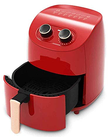 Freidora de aire caliente sin aceite y sin grasa, capacidad de 3,5 litros, freidora de 1000 W, temporizador de 30 minutos, termostato infinitamente variable (80-200 ° C), rojo (rojo) esperanzado
