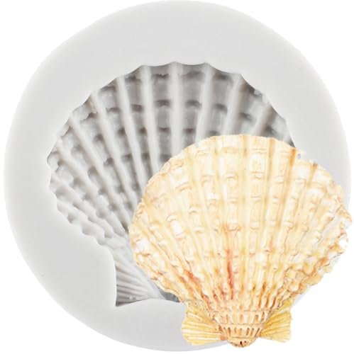 MINFEIDMS Moule en silicone en forme de coquillage pour fondant, chocolat, décoration de gâteau sur le thème marin, décoration de cupcakes, bonbons, pâte à sucre, argile polymère