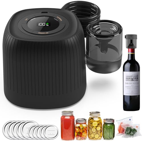 Wothfav 3 IN 1 Electric Mason Jar Vacuum Sealer Kit, Automatic Vacuum Sealer for Jars, Compatible With Food Storage, Vacuum Bags Seal, Wine Bottles, Birthday Gifts for Women, Gifts for Mom, Grandma