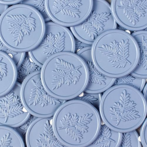 JAGERGREEN 24 Stück Blaue Wachssiegel Selbstklebend mit Olivenzweig Mustern, Siegelwachs Aufkleber für Einladungen, Sticker für Hochzeit, Briefumschläge, Geburtstage, Geschenkverpackungen, DIY