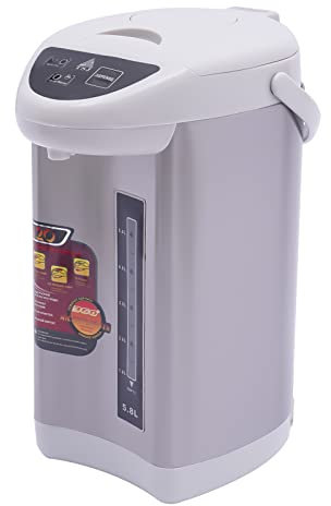 Thermopot Wasserspender 4 Liter Edelstahl Heißwasserspender Dispender 750W Glühweinkocher Teekocher (Grau)