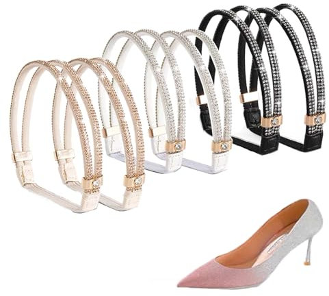 Wenrou 3 Piezas Correas Zapatos Tacones, Zapatos Desmontables y Antisueltas, Correas Zapatos Tacones Accesorio, Correas Para Zapatos Tacón Alto, Cordones Para Zapatos Con Diamantes De Imitación