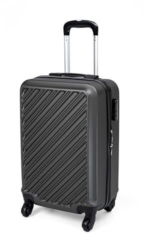 HEYO Hartschalenkoffer Reisekoffer mit Rollen Koffer & Trolleys mit Zahlenschloss Teleskopgriff (Grau, M 35x22x55 cm)