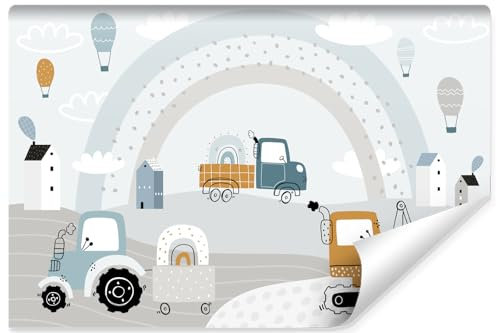 Muralo - 3D Non-Woven Wallpaper - Photo Wallpaper 3D Effect - Wallpaper for Living Room Bedroom Wall Wallpaper - Photo Wallpaper - Car and Tractor Motif - Width 135 cm x Height 90 cm