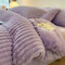 GETIYA Elegant Lila Plüsch Bettwäsche 135x200 Flauschig Flanell Bettwäsche Winter Warm Bettwäsche Streifen Muster Cashmere Touch bettwäsche Damen Plüsch Bettbezug mit 1 Kissenbezug 80x80