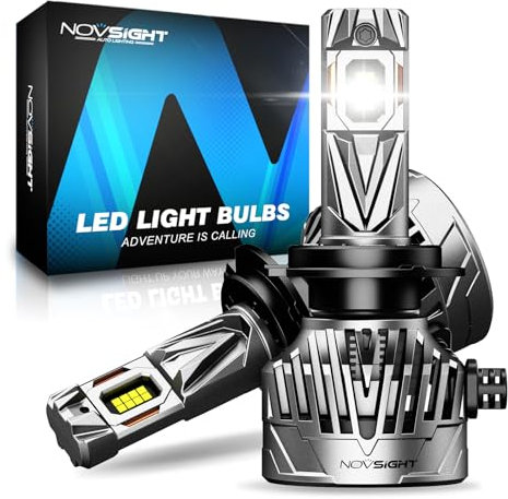 NOVSIGHT H7 LED Auto - 40000LM 130W H7 lampadine per fari con ventola, 700% di luminosità 6500K luce bianca lampadina LED, Plug and Play, IP68 impermeabile, confezione da 2