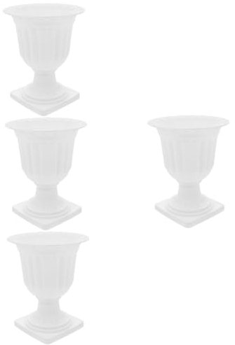 PHENOFICE 4 Pièces Pot De Fleur Jardinière Pot De Jardin Pots pour Plantes Jardinière Romaine Pot De Plante D'intérieur Jardinière sur Pied Décor De Plantes Seau Dehors Plastique Blanche