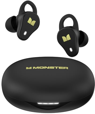 Monster N-Lite 210 Wireless Earbuds, Bluetooth 5.4 in-Ear Stereo Headphones, Built-in Mic for Crystal Clear Call, 32H Playtime, Type-C Charging, Waterproof in-Ear Ear Buds Earphones for Sports, Black