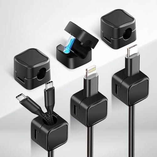 6 Stück Kabelhalter Magnetisch Kabelclips, Kabel Organizer, Magnetische Schreibtisch Kabel Organizer, Kabelhalter Selbstklebend, 2024 Neue Magnetische Kabel Clips für Zuhause, Büro, Auto
