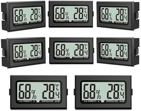 8PCS Pixelure Thermometer Hygrometer Luftfeuchtigkeitsmesser Mini Digital Temperatur Zimmerthermometer für Innen Gewächshäuser Gärten