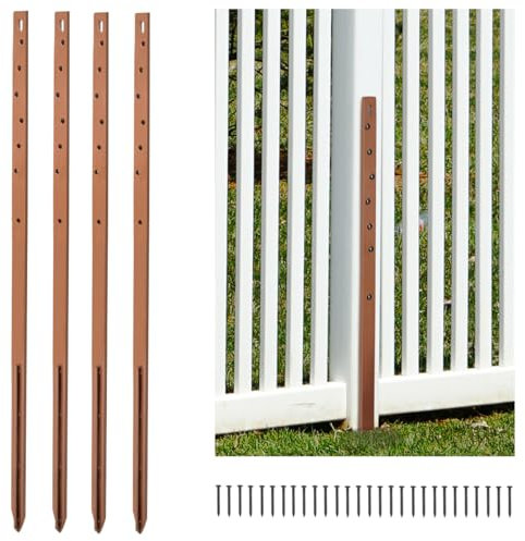 GROWNEER 4PCS Timber Fence Post Repair Stakes Kit 75cm (29.5) Heavy Duty Fence Post Stakes Ground Spike Reinforces and Repairs Damaged or Broken Post(to fix 2 Broken Wood Post)