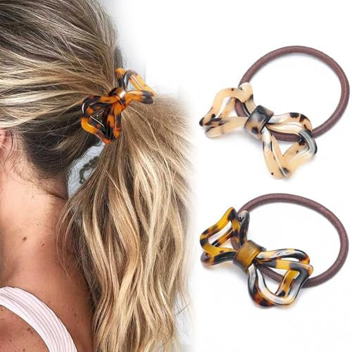 Yeomju 2 Stück Leopardenmuster Schleifen Haargummis Damen Haargummis Mädchen Haar Accessoires Haarbänder Mode Haargummi Armband Haarseil Haargummi mit Haaren Haargummi