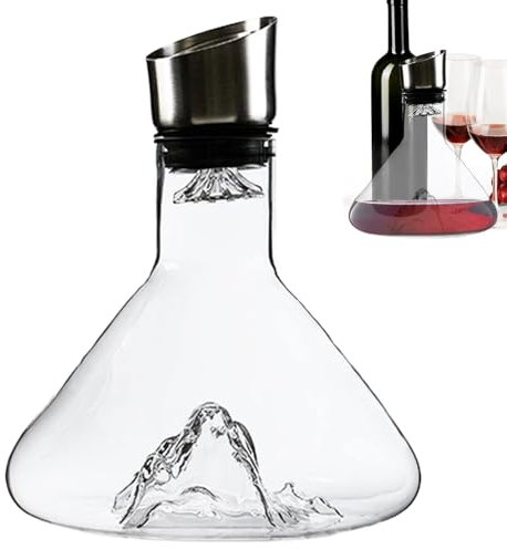 Decantador de vino con aireador, jarra de vino de de 1500 ml, aireador de mano con filtro de acero inoxidable, elegantes accesorios de vino para los amantes del vino, ideal para airear vino
