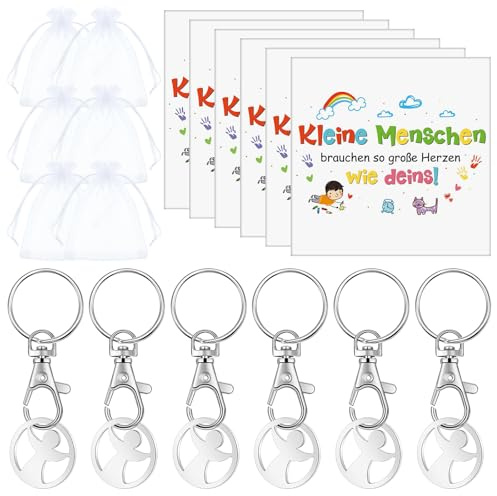 Otuuz 6 Sets Dankeschön Geschenke Abschied für Kindergarten Lehrerin Erzieherin Tagesmutter Einkaufswagenchip Schlüsselanhänger mit Dankeskarten