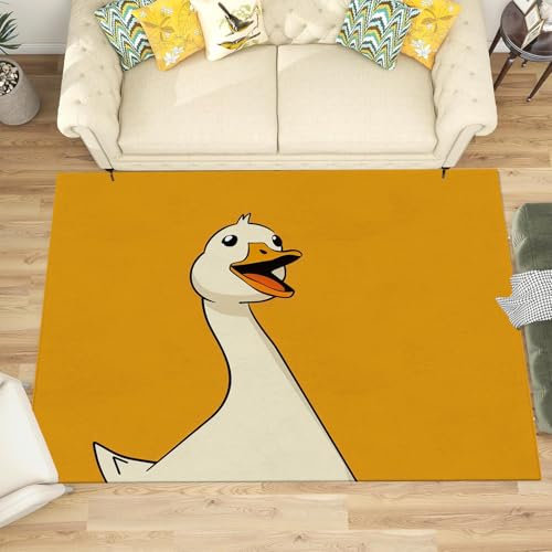 NAWVNMI Waschbarer Teppich Krabbelmatte Babyzimmer Kinder rutschfest Flauschig Teppich Teppich Kinderzimmer Junge Mädchen Kinderteppich, Ente - Ente Gelb, 60 x 90 cm