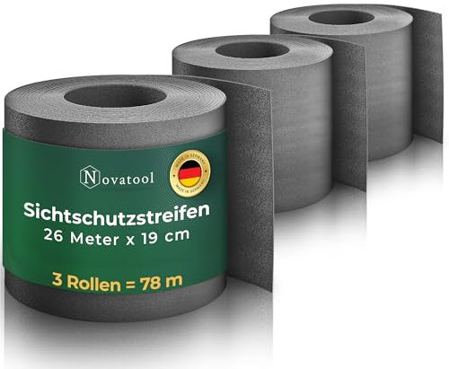 Novatool Premium PP 78m Zaunsichtschutzrollen Anthrazit für Doppelstabmattenzaun für 30 Reihen Sichtschutzstreifen Zaun Gittermattenzaun Sichtschutzstreifen langlebig & witterungsbeständig