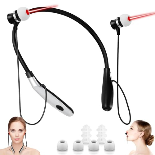 650nm Rotlichttherapiegerät für Nase & Ohr, tragbares Hals hängend 2-in-1 Rotlichttherapie-Kit mit Silikonhülle, nicht-invasives Nasen- und Ohrberuhigungsgerät für persönliches Wellness, einfach zu