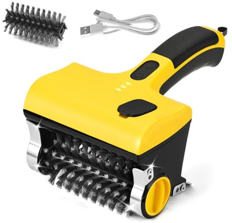PURAMI Electric Rechargeable Steam Cleaning Grill Brush and Motorized Scraper for Barbecue Outdoor or Indoor Grill, Lithum Power Cordless Heavy Duty Giddy up Steam Grill Cleaner, BBQ Grilling Gifts