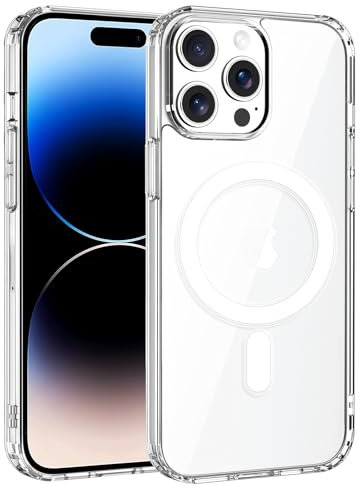Exsight Magnetic Case for iPhone 14 Pro Max, Clear Phone Cases Compatible with MagSafe, Military Grade Airbag Drop Protection, Anti-Yellowing, Anti-Scratch, Shockproof Cell Phone Cover, Transparent