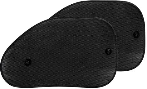 +PWR Car Parts 2 Cortinillas Laterales Triple Capa Negras Microperforadas Plegables 65 x 38 cm. Protege el Interior del Coche de los Rayos del Sol. 100% poliéster