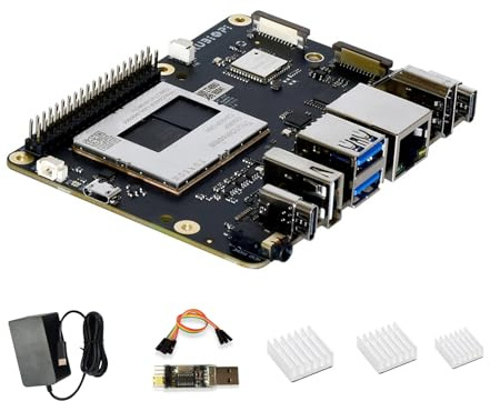 youyeetoo Rubik Pi 3 – Qualcomm QCS6490-Entwicklungsboard, 12 Tops AI, 8 GB RAM, 128 GB UFS, Multi-OS-Unterstützung, USB 3.1, für IoT- und KI-Projekte (Netzteil-Kit)