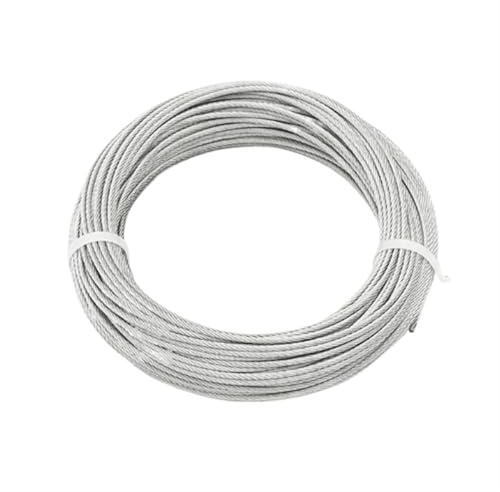 Filo Acciaio Inox 50M/100M 304 Cavo Metallico In Acciaio Inox Cavo di Sollevamento Stendibiancheria Fisso Recinzioni Scala Bracciolo Corda Diametro 1-5mm(2.0mm,100M)