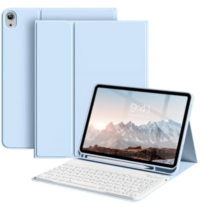 Custodia con tastiera per iPad 10,2 pollici 9a/8a/7a generazione, Air 3a generazione 2019, tastiera Bluetooth staccabile wireless con custodia porta matita per iPad Pro 10,5 pollici 2017