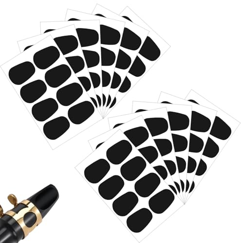 Elegaperma 48 Stück Saxophon Mundstück, Mundstück Kissen (Schwarz) | 8mm Mundstückpolster für Saxophon und Klarinette, Mundstückkissen, Bissgummi Klarinette zum Schutz von Blasinstrumenten